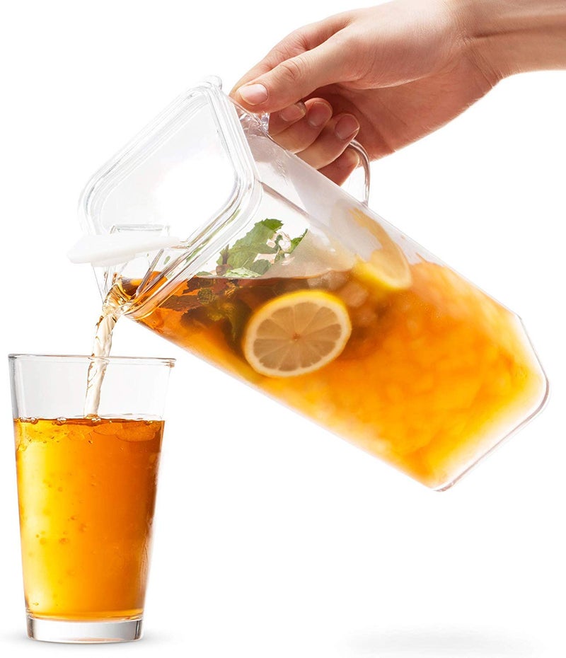 Komax Large Plastic Water Pitcher with Lid Square Water Carafe â€“ BPA-Free, Dishwasher Safe â€“ Water, Tea, or Juice Containers with Lids for Fridge (2.3 Liters) - Image 3
